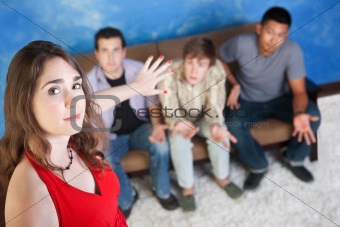 Young Lady with Young Men