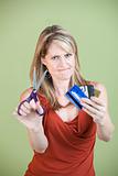 Woman Cuts Credit Cards