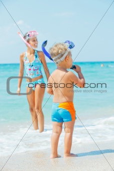 Happy children on beach
