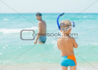 Father And Son At Beach