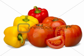 The group vegetable on the white background