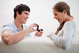 Man making a proposal to his girlfriend