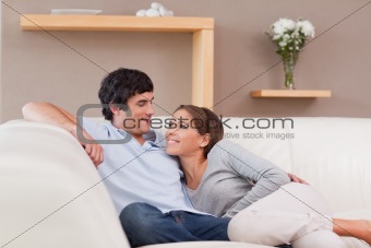 Couple on the sofa in love