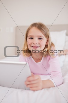 Portrait of a girl using a tablet computer