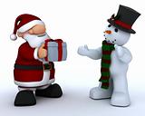 Santa Claus Charicature and snowman