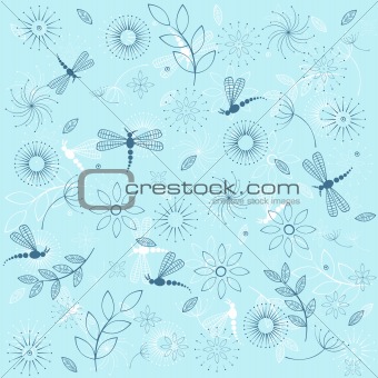 Background with blue dragonflies