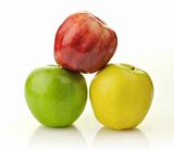 Yellow, green and red apples 