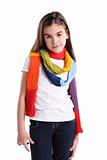 Cute little girl wearing multicolor scarf