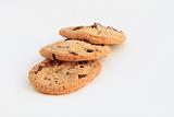 delicious chocolate chip cookies on white background