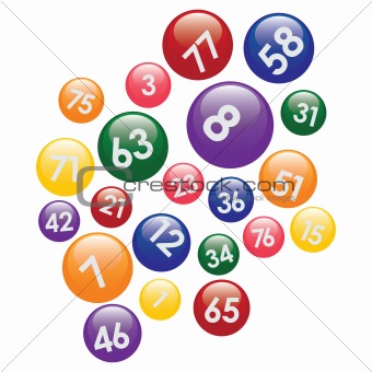 Lottery balls with numbers.
