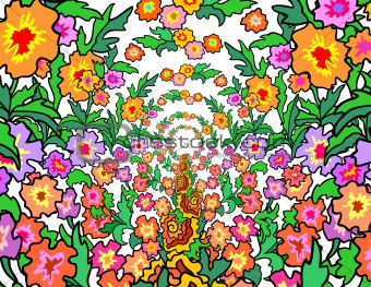 Many-colored flowers background