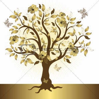 Abstract golden tree