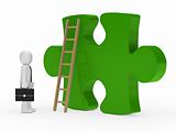 businessman stand green puzzle