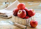 red ripe organic apples in the basket