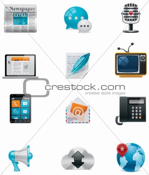 Vector communication and social media icon set. Part 1