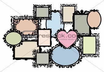 blank picture frame set, vector