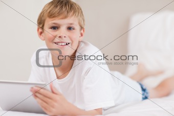 Boy using a tablet computer