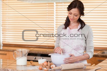 Happy woman baking