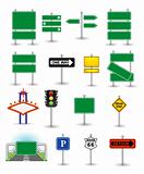 set of green signs