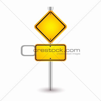 yellow road sign with shadow