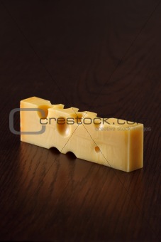 Swiss cheese on a table