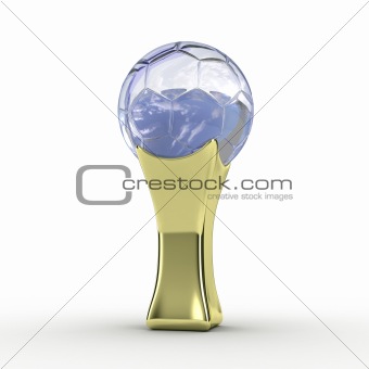 Gold football trophy