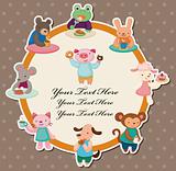 cartoon animal tea time card