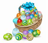 Colourful painted Easter eggs basket