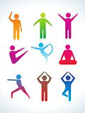 abnstract colorful yoga people icon