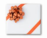 Orange star and Cross line ribbon on White paper box