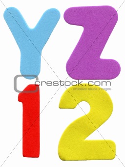 Colorful foam letters and numbers