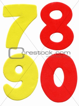 Colorful foam numbers