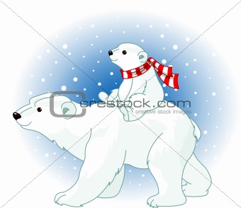 Polar Bear mom and baby 