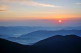 Sunrise in emerald Carpathian Mountains