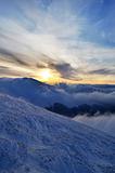 Sunset in winter Carpathians
