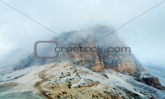 Summer misty Rifugio Auronzo rocks