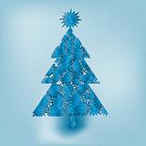vector christmas tree made of 3d snowflakes