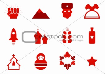 Communism and russia icons set isolated on white ( red )