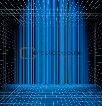 Abstract blue grid space