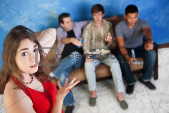 Annoyed Woman With Men