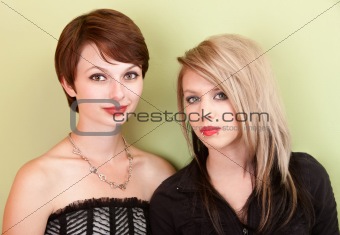Two serious teen punk girls