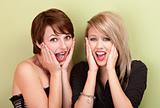 Two attractive teen girls screaming