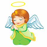 Little angel in green isolated