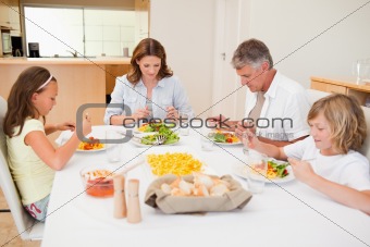 Family started having dinner