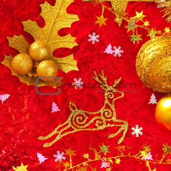 Christmas card background golden and red