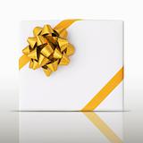 Gold star and Oblique line ribbon on White paper box