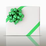 Green star and Oblique line ribbon on White paper box