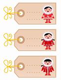Christmas blank tags with eskimo kids isolated on white