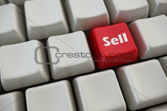 keyboard with "sell" button 3d rendering