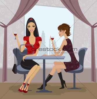 Two women in restaurant